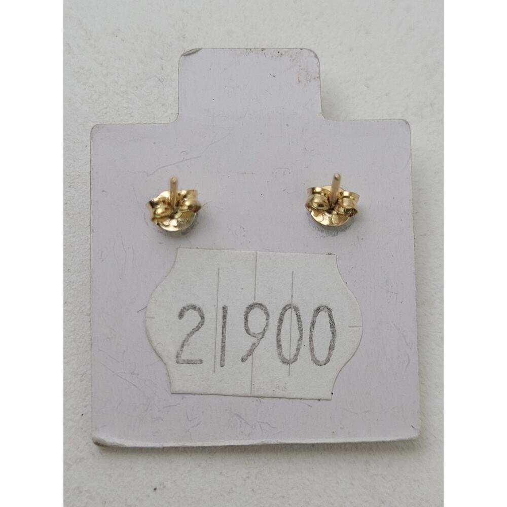 14K Yellow Gold Cubic Zirconia 4-Prong Stud Earrings Push-Back Closure - Picture 4 of 6
